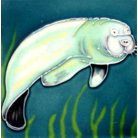 Manatee Gentle Giant 6X6 Inch Ceramic Tile - Picture 1 of 4